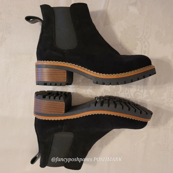 new!ANTHROPOLOGIE suede leather stacked heel traction sole chelsea made in Spain - Picture 8 of 17